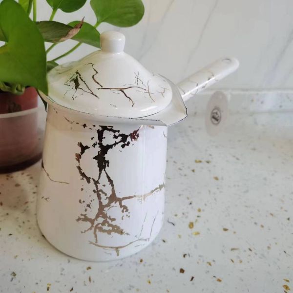 Flower Theme Classic Saudi Arabia Style 3 PCS Coffee Warmer with Lid and Enamel Handle