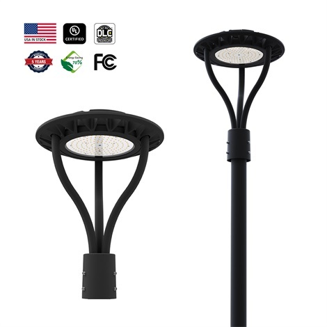 ETL Outdoor Parking Area Yard LED Post Top Light Us Stock IP65 Aluminum Steel