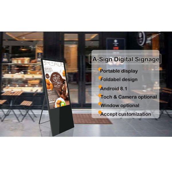 Плакат цифров складных Nits Signage 1000 LCD цифров портативный мобильный 32 дюйма 42 дюйма