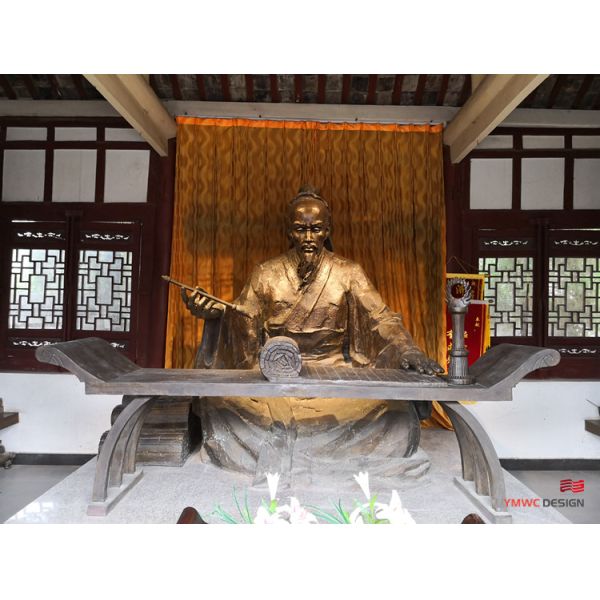 Bronze Statue of Hua Tuo in Red Copper Historical Figure Sculpture for Customization