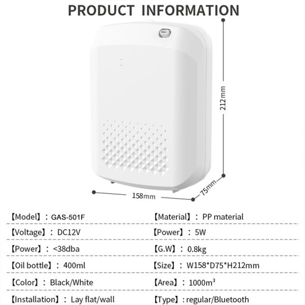 HOMEFISH 1000CBM Scent Diffuser Machine 400ML Essential Oil Diffuser Bluetooth Control