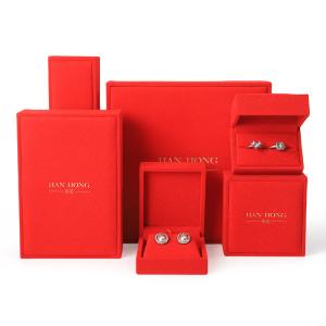 high end velvet square red jewelry box for bracelet Necklace ring packaging