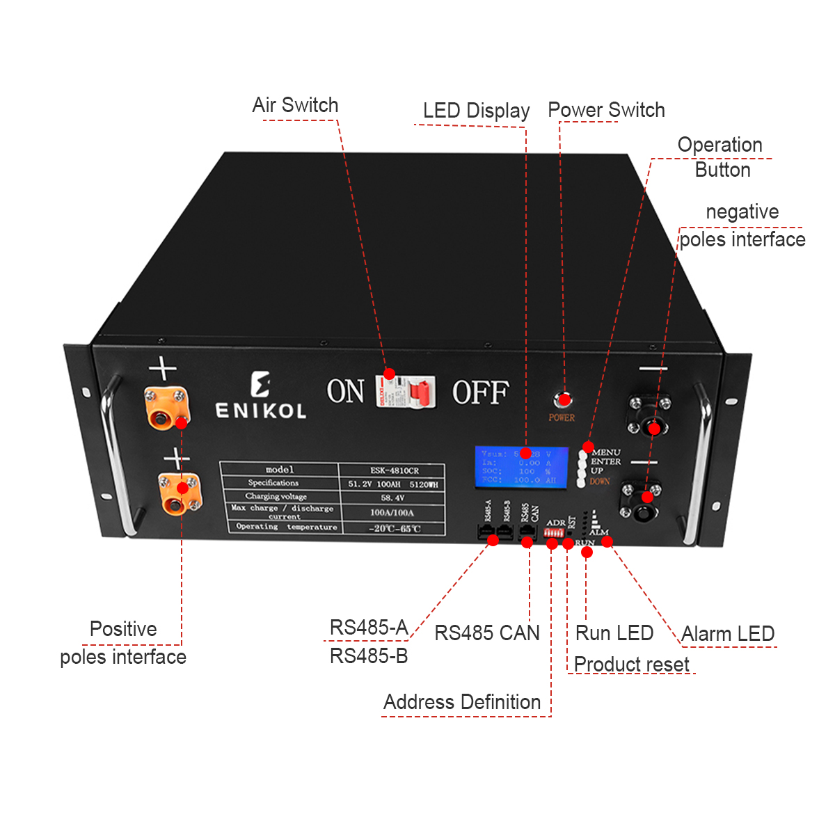 Домой 48 Вт Липо аккумулятор 50ah Литий-ионный аккумулятор для хранилища солнечной энергии UPS