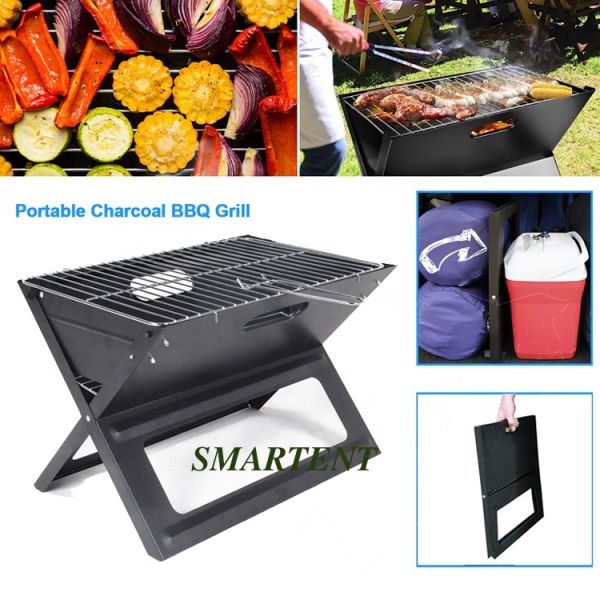 Slim Camping Portable Charcoal Outdoor Grills Chromed Steel Foldable 45X30X30cm