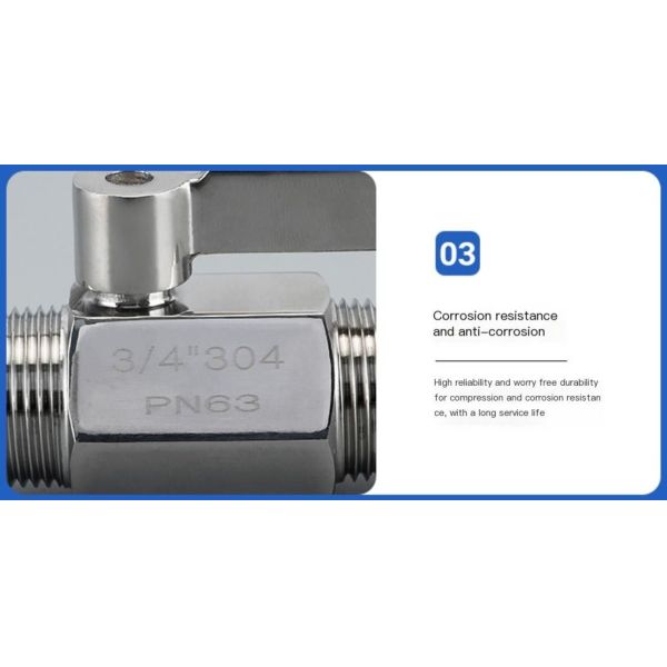 SS304 SS316 Stainless Steel Mini Ball Valve Female to Male Threaded Female Thread 90° Handle Water Gas Shut-off Valve
