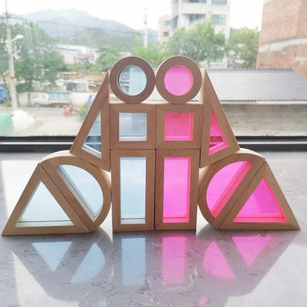 Kids 8.66in Wooden Rainbow Stacker Pastel Rainbow Stacking Toy