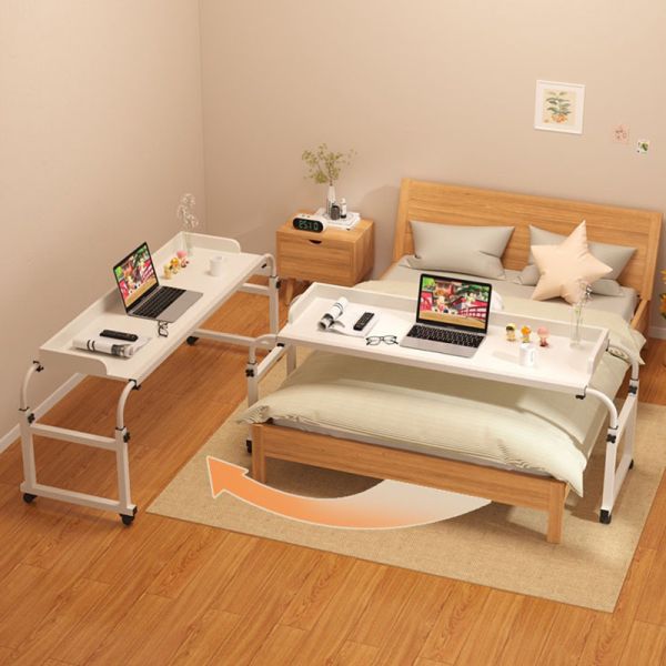 Adjustable Wooden Double Desktop Laptop On Bed Workstation Table with Wheels Care Nursing Mobile Adjustable Straddle Bed Lazy