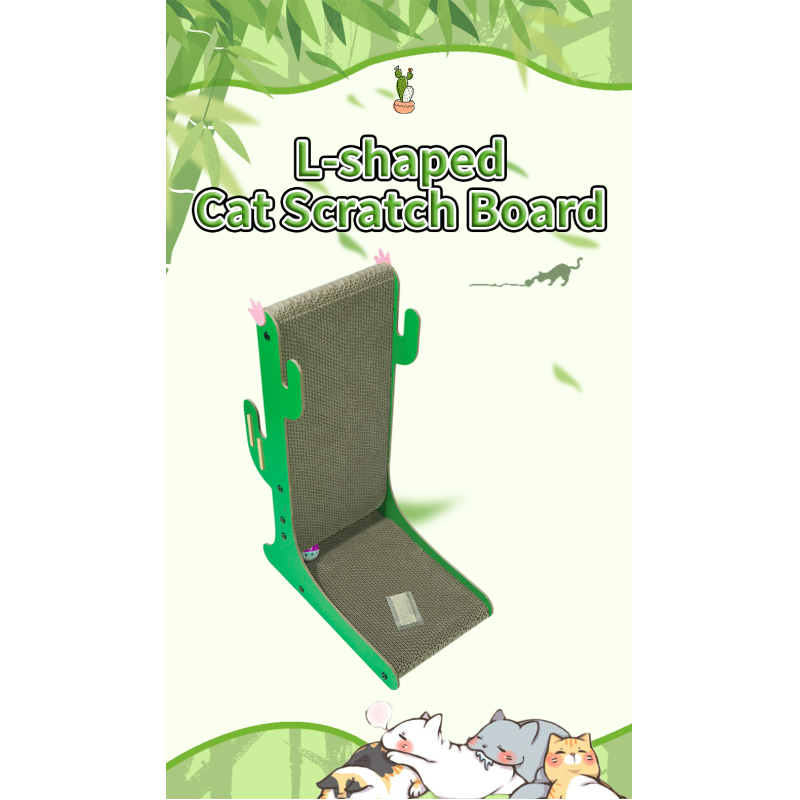 Protect Your Furniture with Green L Shape Cat Scratcher Pad and Ball Toy 490g