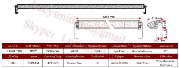 50'' 300W Led work lights truck driving lamps/Spot/LED arbeidslys foco Faros LED-BC7300