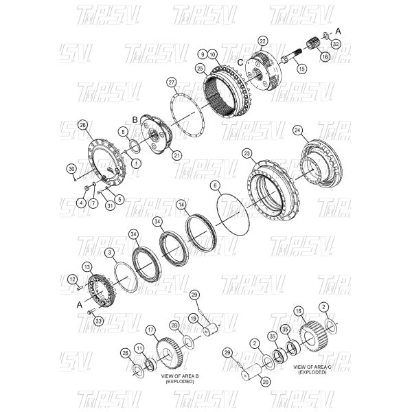 333-2994 E320D2 Excavator Travel 2 Stage Gear Pin Hydraulic Motor Drive