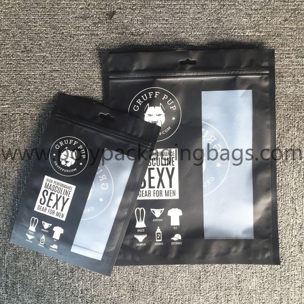Custom printed mylar ziplock bag with clear window for T-shirt packaging bag