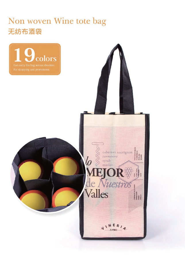 promotional nonwoven sewing wine tote Bag eco reusable bag high quality 2pc/4pcs/6pcs pack