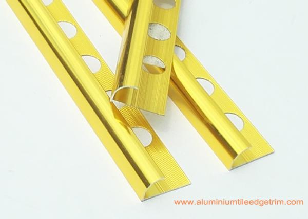 Round Anodized Aluminium Tile Edge Trim Polished Gold 10mm x 2.5mm