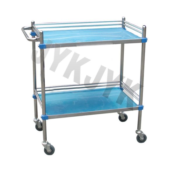 Stainless Steel Treatment Procedure Trolly Cart Hospital Medical Instrument With Four Castors