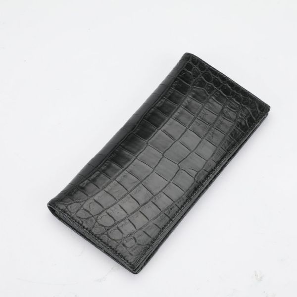 Genuine Crocodile Belly Skin Businessmen Suits Clutch Wallet Authentic Alligator Leather Lining Male Long Card Purse