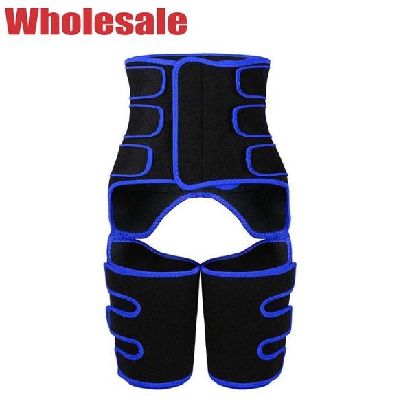 Blue Velcro Three Belt Neoprene Waist And Thigh Trimmer Customized