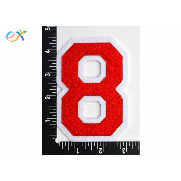 Number 0-9 Novelty Applique Red Chenille Patches Iron Or Sewing On