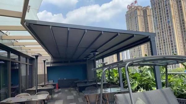 Alumínio PVC Pergola Canopy Telhado Pergola Hotéis Porta da frente moderna impermeável Telhado retrátil