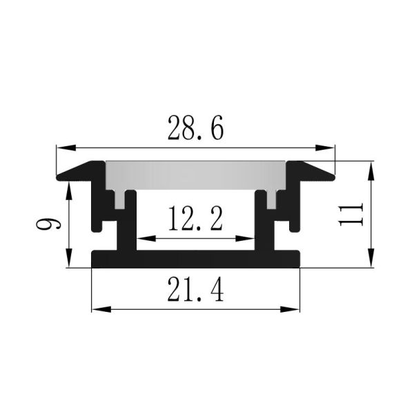 6063 T3-T8 Aluminum Alloy Recessed LED Profile with Anodized Surface and Customized Length for Floor Lighting