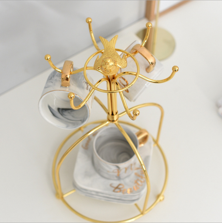 Handmade Iron Six Hooks Coffee Mug Stand Holder