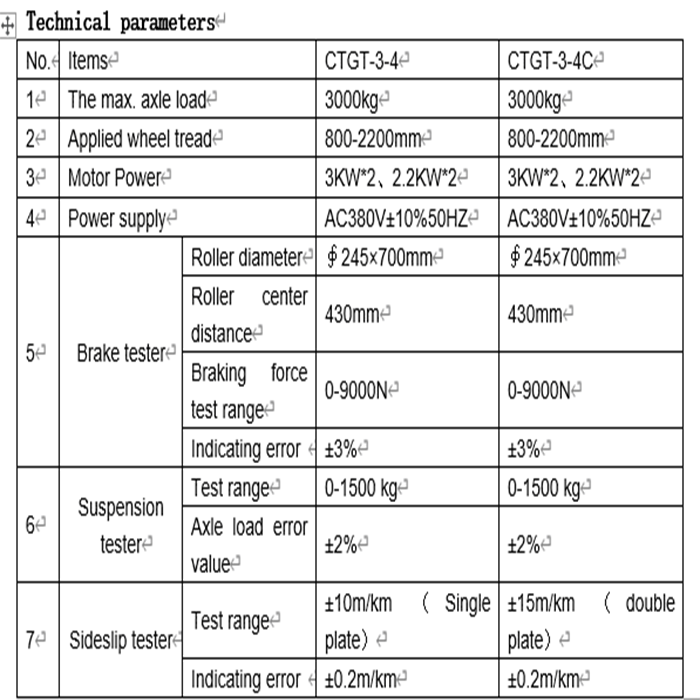 3.0kw Car Roller Quaternity Vehicle Testing Line with Sideslip and Brake Tester Testing