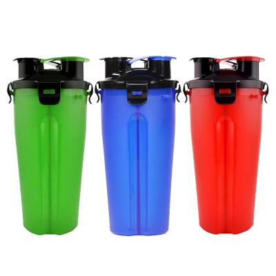 2 exteriores em 1 garrafa de água do cão com o recipiente de alimento à temperatura ambiente duplo do armazenamento