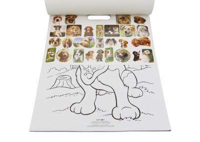 Kids Custom Coloring Book Printing , Animal Cartoon Sticker Coloring Book