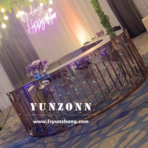 Wedding Event Pub Gold Stainless Steel Round Table High Portable Home bar Counter Corner bar Lounge Furniture