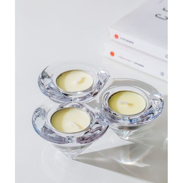 Triple Glass Tealight Candle Holders Triangular Cone Shaped Trio Candle Holder