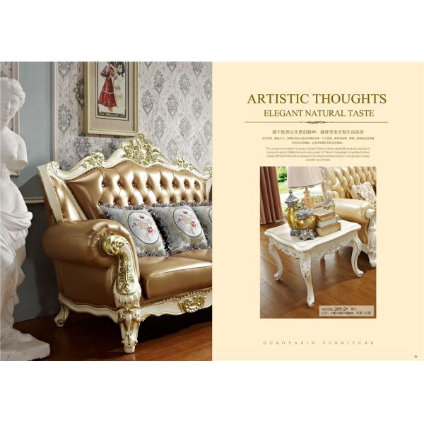 Corner Leather China Royal Wooden Sofa Set