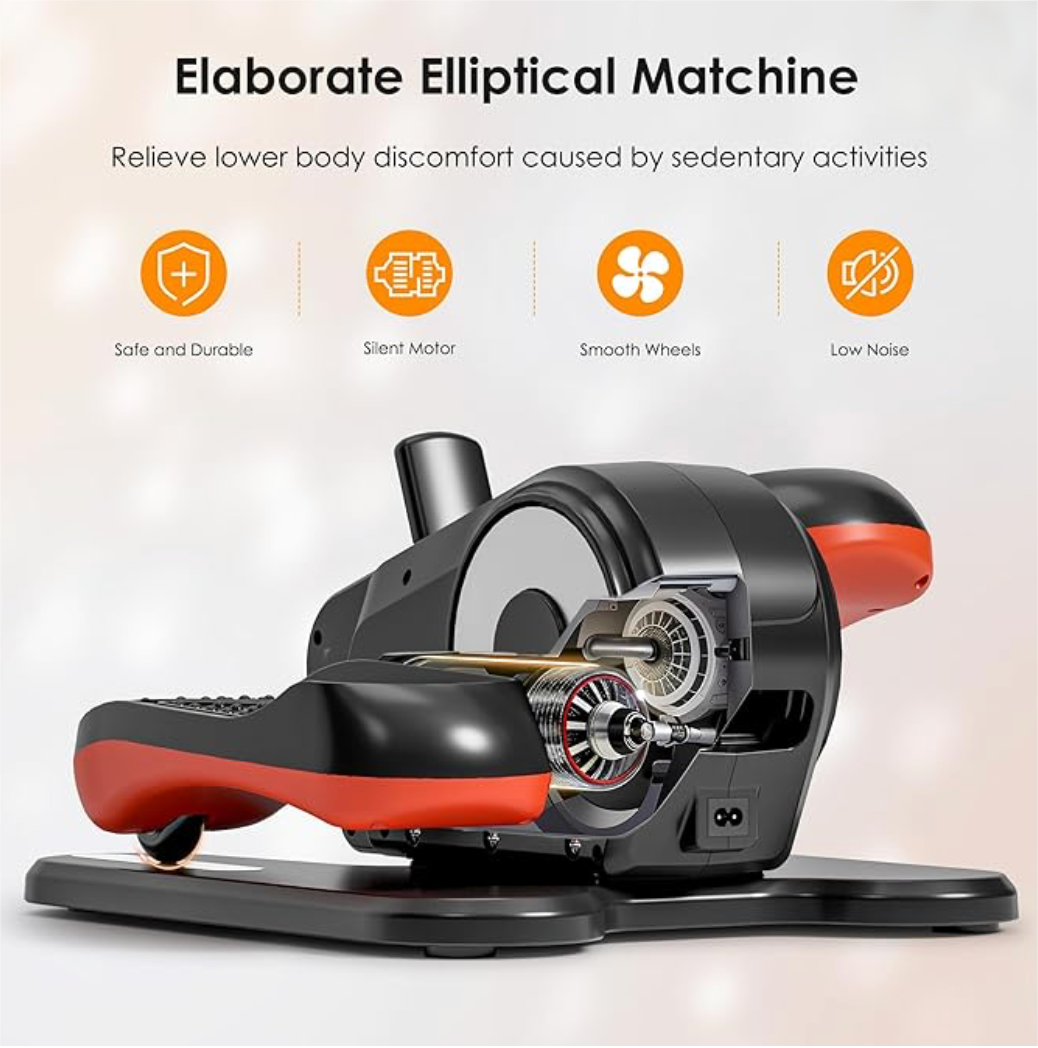 Under Desk Electric Elliptical Machine – Seated Low Impact Leg Exerciser with Remote