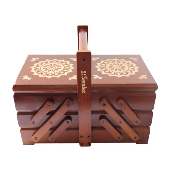 Custom Sewing Kit Set with Wooden Sewing Box Pine Wood Color Room Space Selection