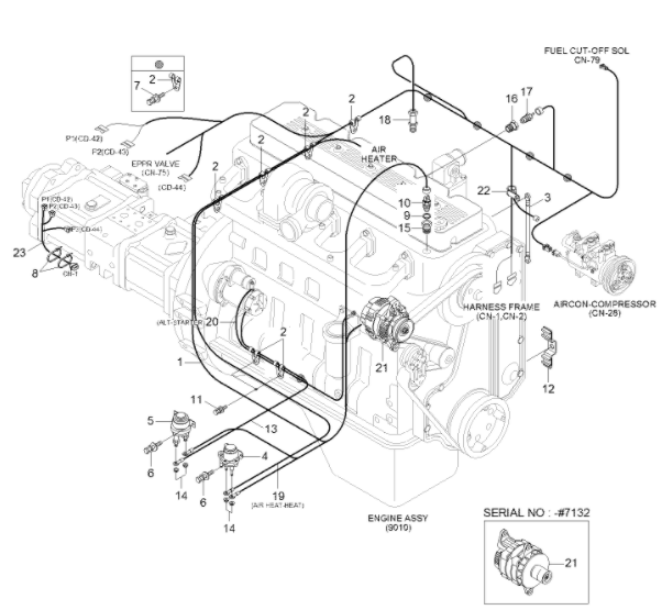 R220LC-9 Hyundai Engine Parts Alternator Assemby 21Q6-41000 21Q6-42001