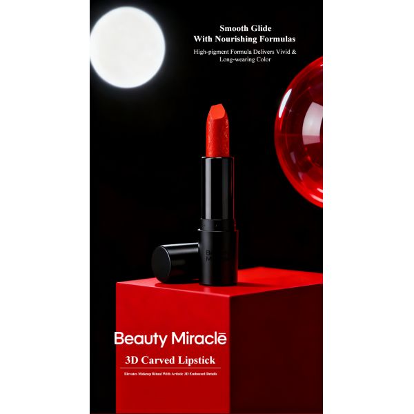 Private Label Microscopic Carvings Moisturizing Solid High Pigment Cosmetics Waterproof Long Lasting 3D Carved Lipstick