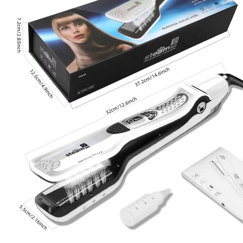 Professional Electric Ceramic Hair Straightener with LCD Display Steam 5-Level Adjustable for Salon Hotel Outdoor & Home Use