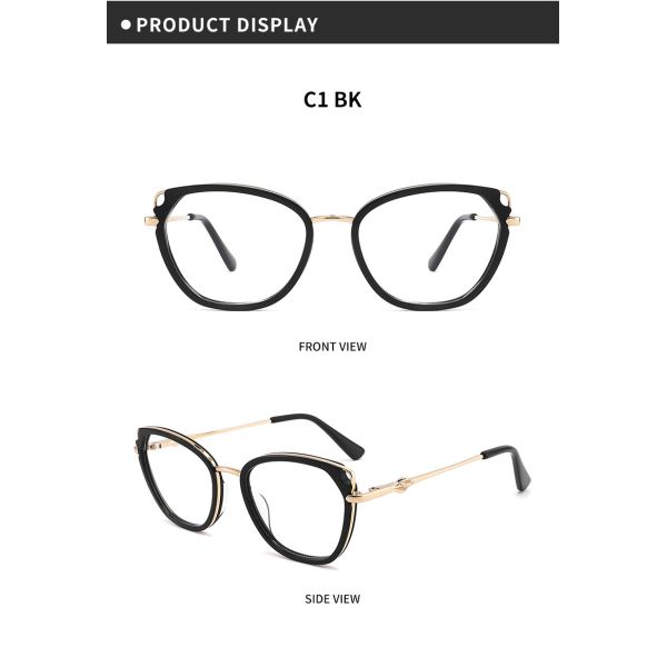 Оптически Очкиes ацетата и металла уменьшают форму глаза кота висков металла для женщин