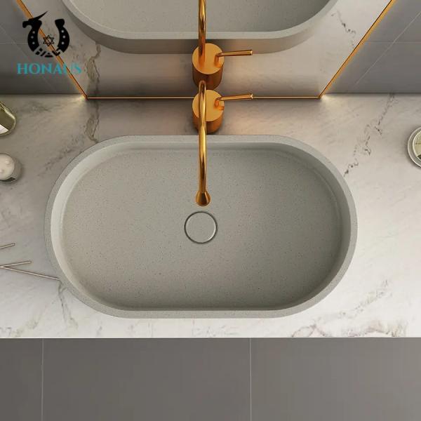 Solid Grey Concrete Countertop Basin Above Counter Vessel Sink Customizable