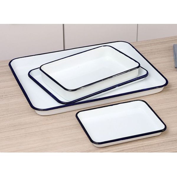 Eco Friendly Enamelware Baking Tray Carbon Steel Bakeware Oven Dish For Commercial