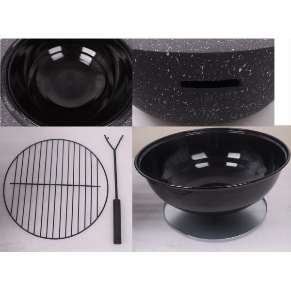 MGO Stone Barbecue Fire Bowl Painted Steel Fire Pit Cool Camping Accessories 59.5X34.5cm