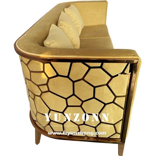 Sofá de luxo de aço inoxidável de ouro moderno conjunto de móveis sala de estar Sofá de tecido de veludo verde