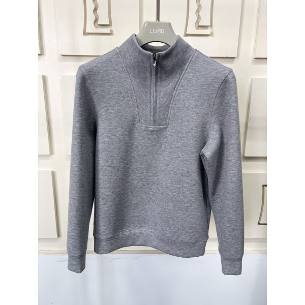 Minimalist Grey Heather Tracksuit Men Quarter Zip Mock Neck Pullover Sweatpants Set Quiet Luxury Cozy Athleisure Outfit Custom