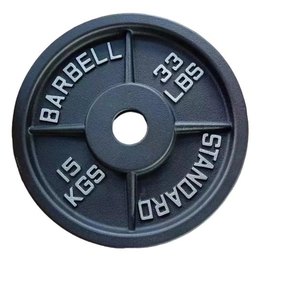 15KG Gym Rubber Bumper Plates Black Cast Iron Bumper Plates 33 LB