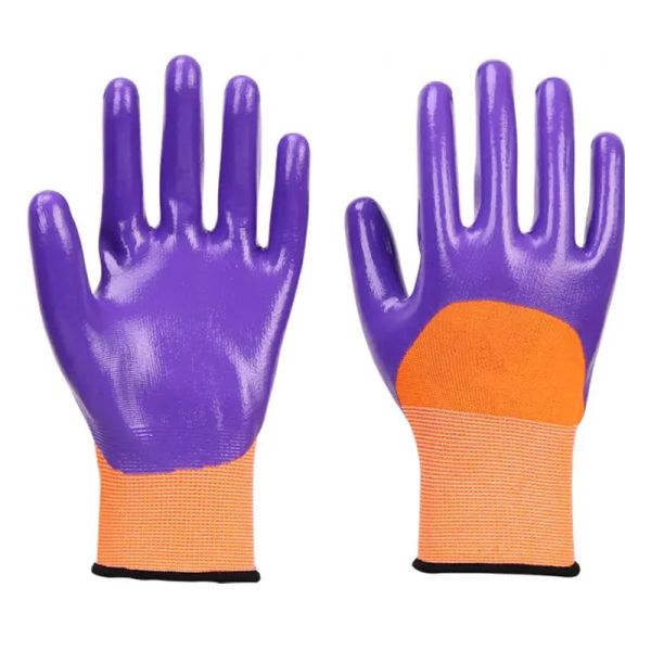 Wear Resistant Road Safety Products Polyester Nitrile Coated Glove