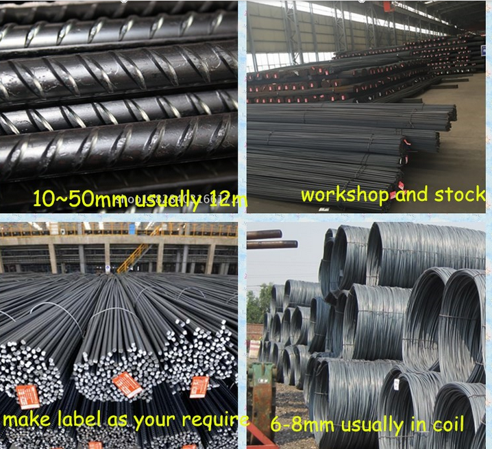 8 mm ~ 50 mm Diameter Deformed Steel Bar , Mild Steel Bar 6000mm Length