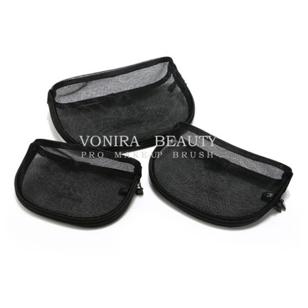 хранение гигиенической косметикаи сумки макияжа молнии сетки черноты моды женщин косметического случая перемещения 3Пкс