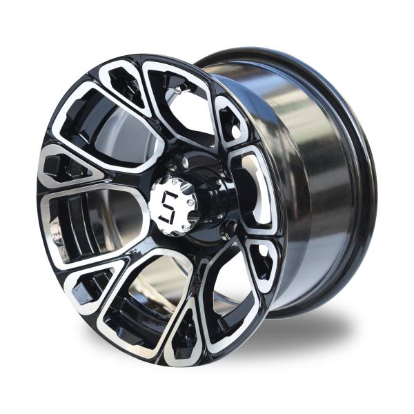 Shu-Ran Exclusive 12 Inches Golf Cart Machined/Glossy Black Wheels -25 Offset