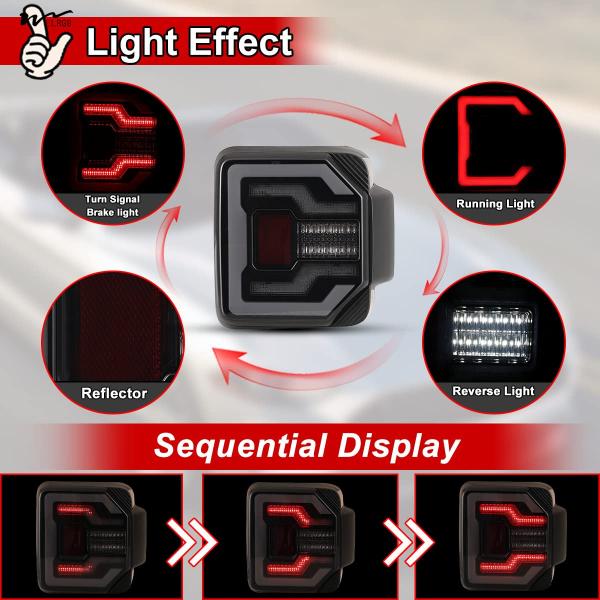 Lâmpadas traseiras de LED Lâmpadas traseiras de automóveis Requisito de substituição 1Pareja de caixa negra fosca/lente de fumaça