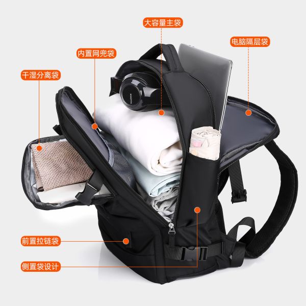Large Capacity Backpack for Business Travel with 15-inch Laptop Compartment and Air-cushioned Straps