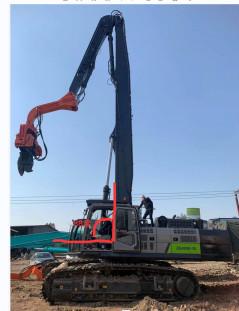 Custom Hydraulic Excavator Pile Driving Arm , Long Reach Foundation Drilling Boom