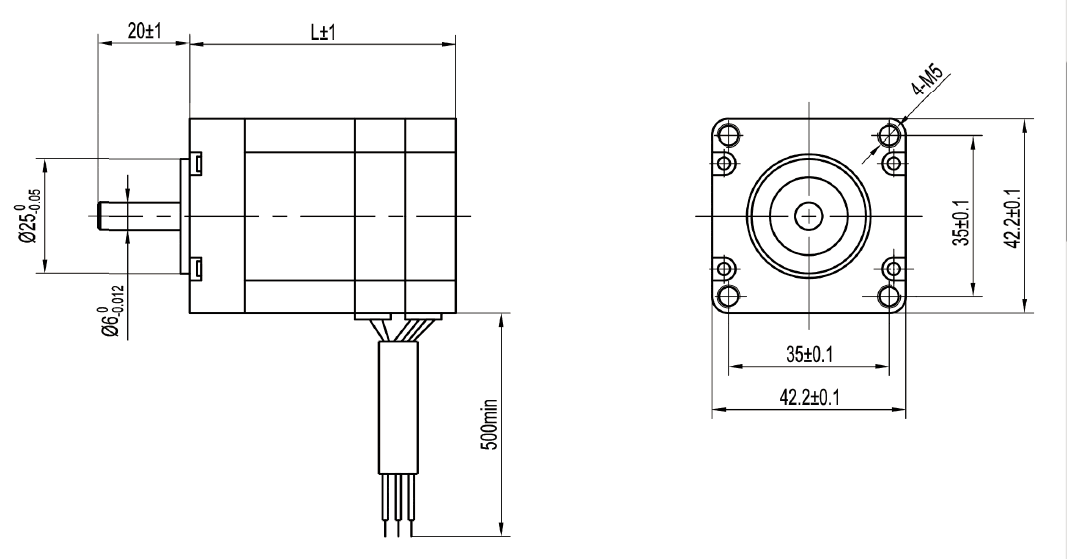 Участок микро- 0.13nm мотора 48V 60W 3 Dc Nema 17 42mm высокоскоростной безщеточный